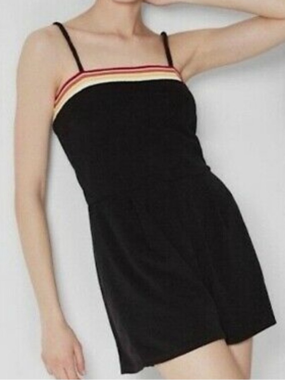 Wild Fable Women SZ S Black Striped Trim Terry Thin Striped Shorts Romper - Picture 1 of 10